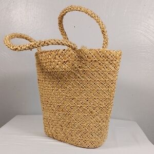 Woven Wicker Bucket Bag